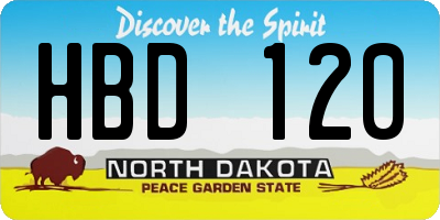 ND license plate HBD120