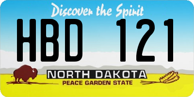 ND license plate HBD121