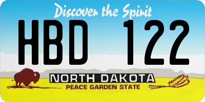 ND license plate HBD122