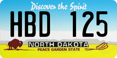 ND license plate HBD125