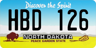 ND license plate HBD126