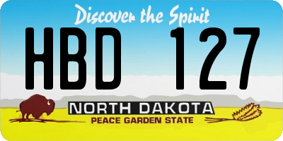 ND license plate HBD127