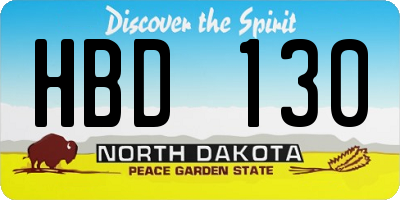 ND license plate HBD130