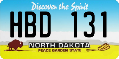 ND license plate HBD131