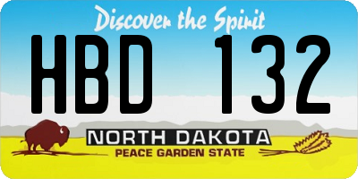 ND license plate HBD132