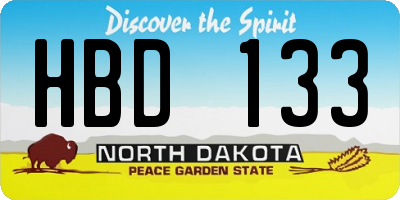 ND license plate HBD133