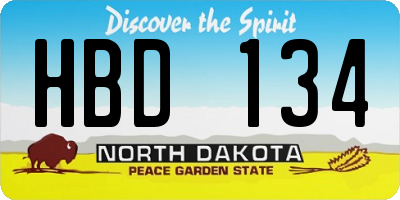 ND license plate HBD134