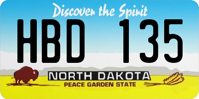 ND license plate HBD135