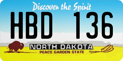 ND license plate HBD136