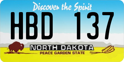 ND license plate HBD137