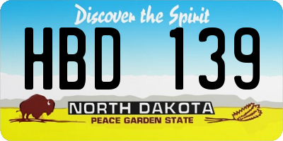 ND license plate HBD139