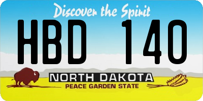 ND license plate HBD140