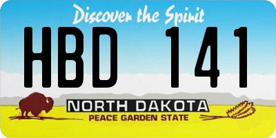 ND license plate HBD141