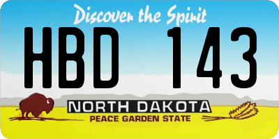 ND license plate HBD143