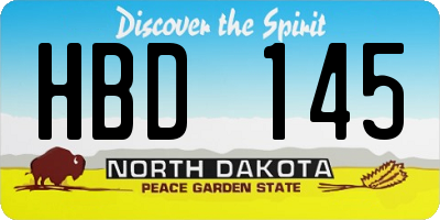 ND license plate HBD145