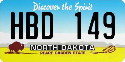 ND license plate HBD149