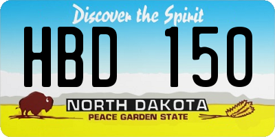 ND license plate HBD150