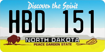 ND license plate HBD151