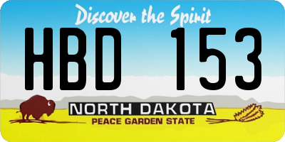 ND license plate HBD153