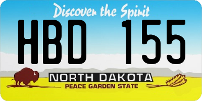 ND license plate HBD155