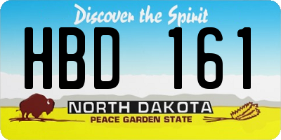 ND license plate HBD161