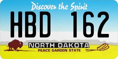 ND license plate HBD162