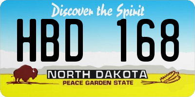 ND license plate HBD168