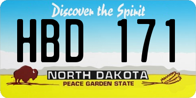 ND license plate HBD171