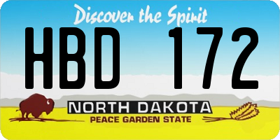 ND license plate HBD172