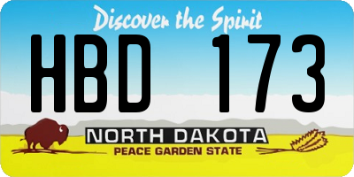 ND license plate HBD173