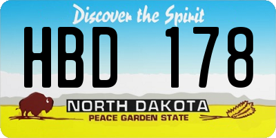 ND license plate HBD178