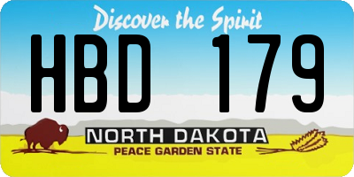 ND license plate HBD179