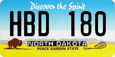 ND license plate HBD180