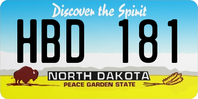 ND license plate HBD181