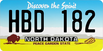 ND license plate HBD182