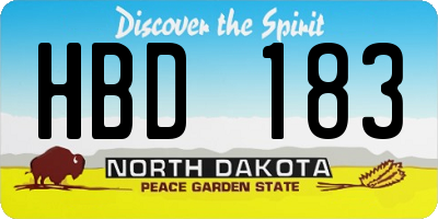 ND license plate HBD183