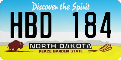 ND license plate HBD184