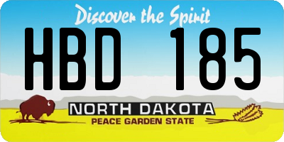 ND license plate HBD185