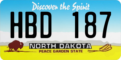 ND license plate HBD187