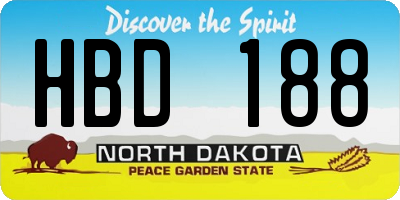 ND license plate HBD188