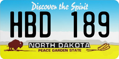 ND license plate HBD189