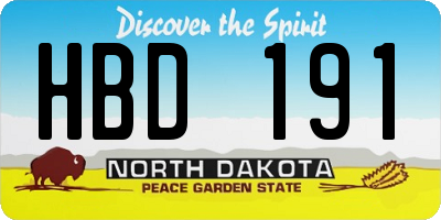 ND license plate HBD191