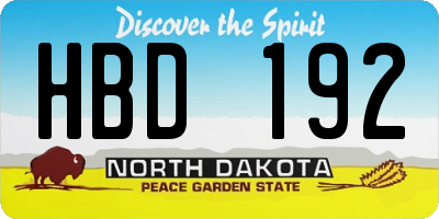 ND license plate HBD192