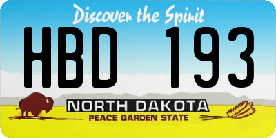 ND license plate HBD193