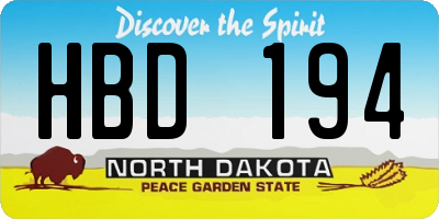 ND license plate HBD194