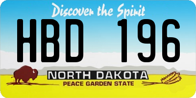 ND license plate HBD196