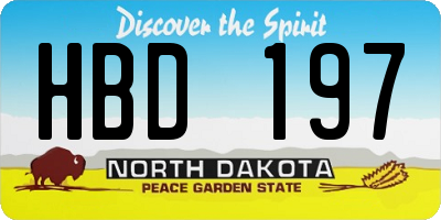 ND license plate HBD197