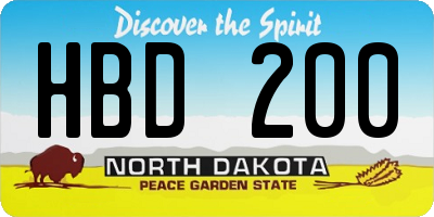 ND license plate HBD200