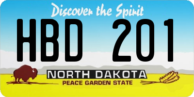 ND license plate HBD201