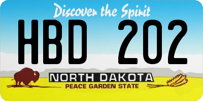 ND license plate HBD202